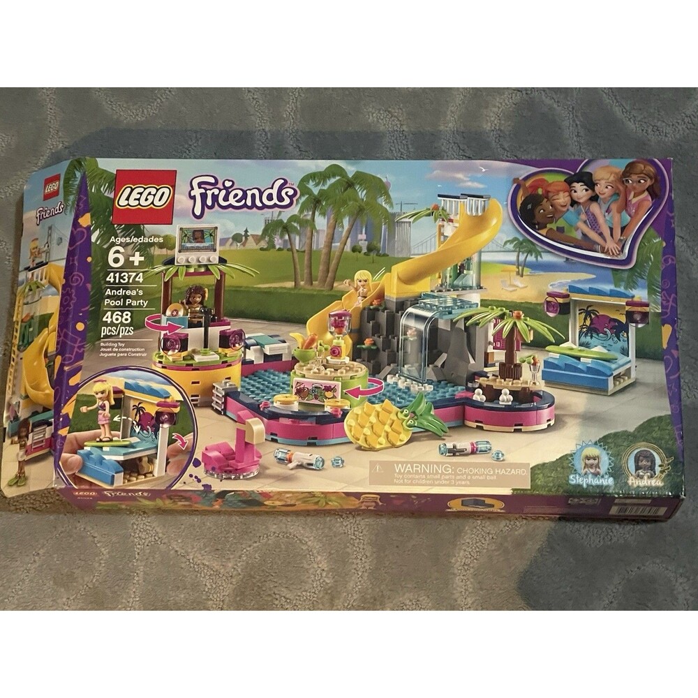 LEGO 41374 Friends Andrea's Pool Party Incomplete + 1.2 Lbs Extra Legos, Slide
